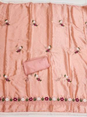 Peach embroidered cotton churidar dress-materials 3