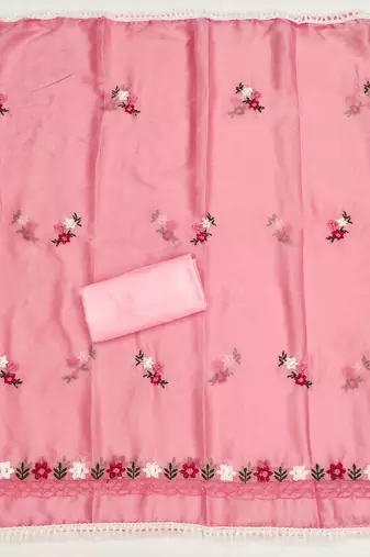 Pink embroidered cotton churidar dress-materials