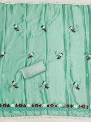 Sea-green embroidered cotton churidar dress-materials 3