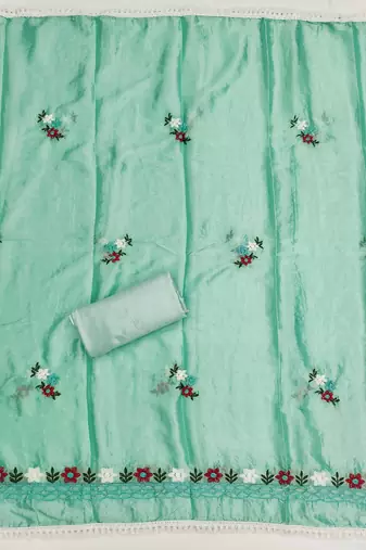 Sea-green embroidered cotton churidar dress-materials