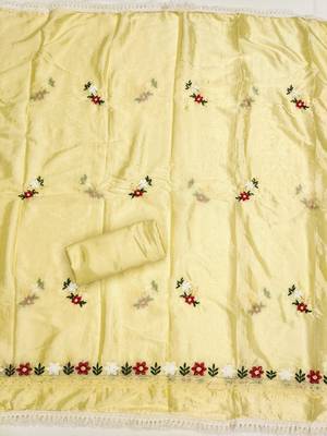 Yellow embroidered cotton churidar dress-materials 3