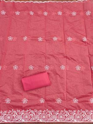 Pink embroidered cotton churidar dress-materials 3