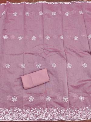 Lavender embroidered cotton churidar dress-materials 3
