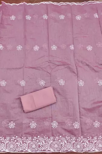 Lavender embroidered cotton churidar dress-materials