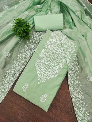 Light-green embroidered cotton churidar dress-materials 1