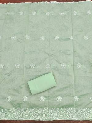 Light-green embroidered cotton churidar dress-materials 3