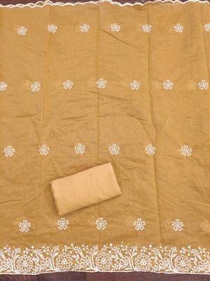 Yellow embroidered cotton churidar dress-materials 3