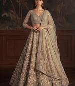 golden sequins embroidered net lehenga set choli with dupatta