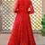 Red chiffon bhandini printed lace work anarkali  & pant set
