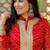 Red chiffon bhandini printed lace work anarkali  & pant set