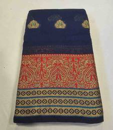 navy blue cotton saree with golden zari butta work