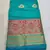 Ocean green jacquard cotton blend golden zari butta butti woven maheshwari saree with blouse piece