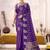 purple roop silk blend zari woven saree with unstitched blouse | mirraw