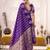 purple roop silk blend zari woven saree with unstitched blouse | mirraw