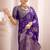 purple roop silk blend zari woven saree with unstitched blouse | mirraw