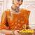 orange roop silk blend zari woven saree for festive & wedding wear
