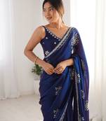 luxury space silk handwork saree with original beads work 