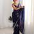 luxury space silk handwork saree with original beads work 