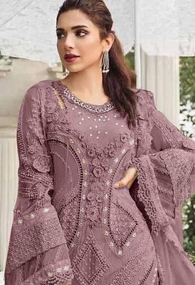Badami embroidered georgette stitched salwar suit 2