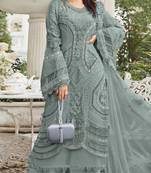 Pista embroidered georgette semi-stitched pakistani salwar suit