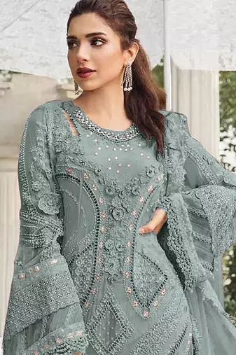 Pista embroidered georgette stitched salwar suit