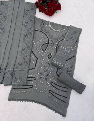 Pista embroidered georgette stitched salwar suit 3