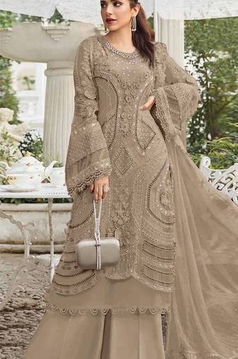 Chiku embroidered georgette semi-stitched pakistani salwar suit