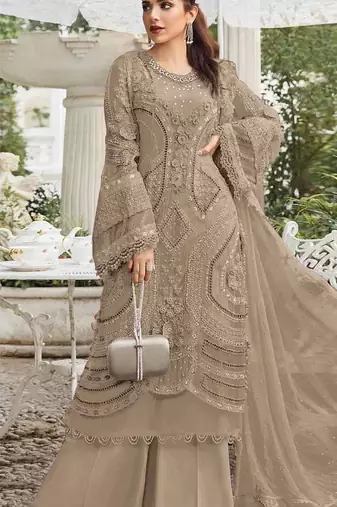 Chiku embroidered georgette semi-stitched pakistani salwar suit