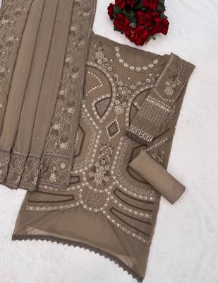 Chiku embroidered georgette stitched salwar suit 3
