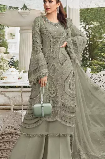 Mahendi embroidered georgette semi-stitched pakistani salwar suit
