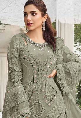 Mahendi embroidered georgette stitched salwar suit 2