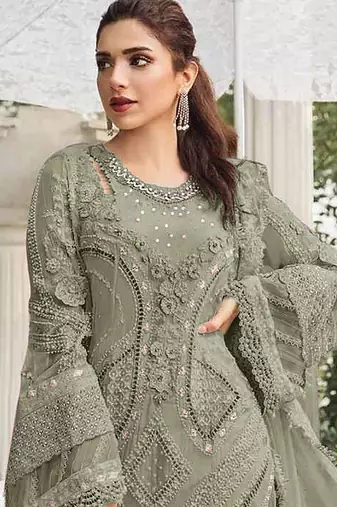 Mahendi embroidered georgette stitched salwar suit