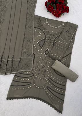 Mahendi embroidered georgette stitched salwar suit 3