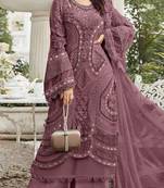 Chocolate embroidered georgette semi-stitched pakistani salwar suit