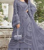 Purple embroidered georgette semi-stitched pakistani salwar suit