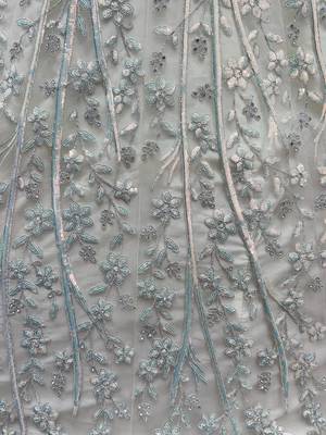 white sequins embroidered net lehenga set choli with dupatta 7