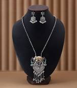 Multi color dual tone oxidised necklace set featuring vibrant designs for festive traditional styling