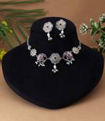 Rani color choker dual tone oxidised necklace set crafted with bold artistic oxidised metal detailing