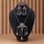 Silver color dual tone oxidised necklace set featuring classic metallic tones with ornate oxidised texture