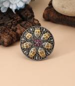 Rani color dual tone oxidised rings crafted with bold vibrant shades and traditional oxidised patterns