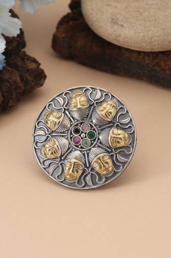 Multi color dual tone oxidised rings designed with artistic multi-hued oxidised craftsmanship for festive wear