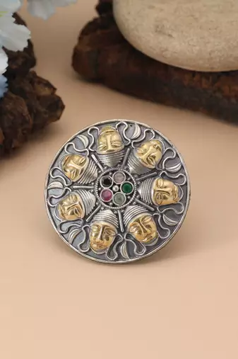 Multi color dual tone oxidised rings designed with artistic multi-hued oxidised craftsmanship for festive wear