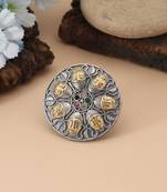 Multi color dual tone oxidised rings designed with artistic multi-hued oxidised craftsmanship for festive wear