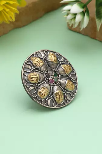 Multi color dual tone oxidised rings designed with artistic multi-hued oxidised craftsmanship for festive wear
