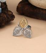 Gold & silver color dual tone oxidised rings blending modern metallic contrast with timeless ethnic artistry
