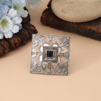 Black color dual tone oxidised rings offering bold deep tones with ornamental oxidised craftsmanship 2