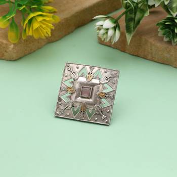 Light pink color dual tone oxidised rings blending delicate soft tones with detailed oxidised artistry 1