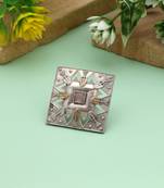 Light pink color dual tone oxidised rings blending delicate soft tones with detailed oxidised artistry