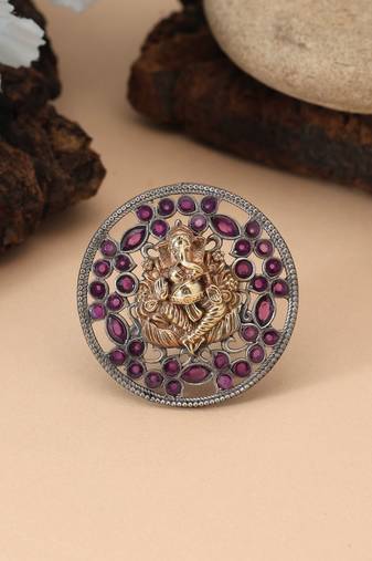 Rani color dual tone oxidised rings crafted with rich festive tones and refined oxidised detailing