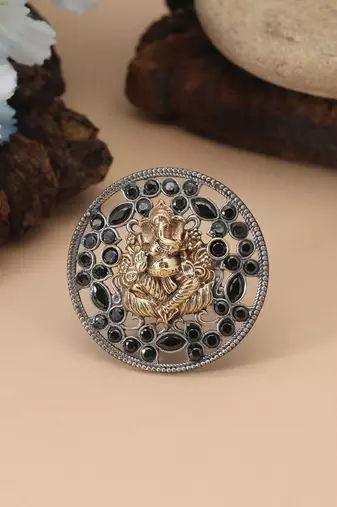 Black color dual tone oxidised rings featuring dramatic dark elegance with meticulous oxidised craftsmanship